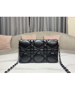 Replica Dior S5135 Caro Macrocannage Pouch Black Quilted Macrocannage Calfskin