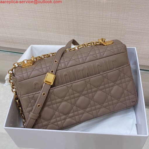 Replica Dior Medium Caro Bag Calfskin M9242 Kakhi 2