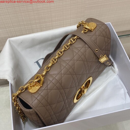 Replica Dior Medium Caro Bag Calfskin M9242 Kakhi 3