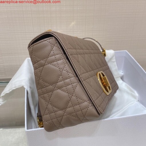 Replica Dior Medium Caro Bag Calfskin M9242 Kakhi 4