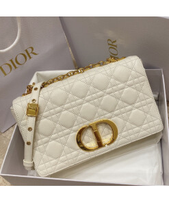 Replica Dior Medium Caro Bag Calfskin M9242 White