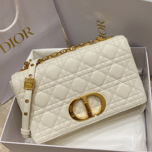 Replica Dior Medium Caro Bag Calfskin M9242 White