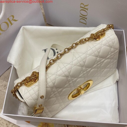 Replica Dior Medium Caro Bag Calfskin M9242 White 3