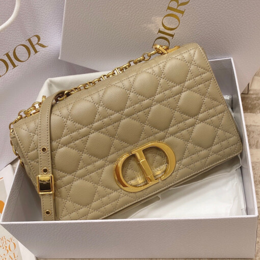 Replica Dior Medium Caro Bag Calfskin M9242 Apricot