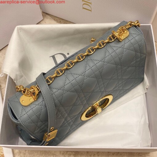 Replica Dior Medium Caro Bag Calfskin M9242 Blue 3