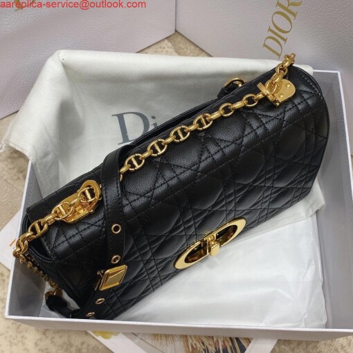 Replica Dior Medium Caro Bag Calfskin M9242 Black 3