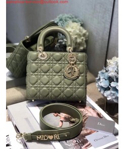 Replica Dior Small Lady My ABCDior Bag Lambskin M0538 Green