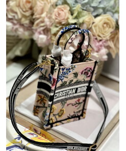 Replica Dior S5555 Mini Dior Book Tote Phone Bag Pink multicolor embroidery S1103