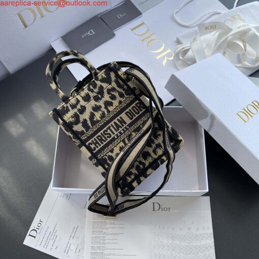 Replica Dior S5555 Mini Dior Book Tote Phone Bag Beige and Black Mizza Embroidery 8