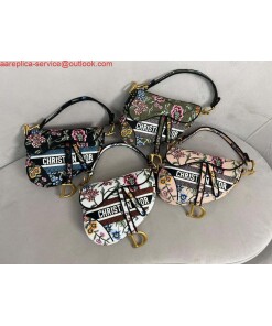 Replica Dior M0455 Saddle Bag With Strap Black Cross-Stitch Embroidery 2