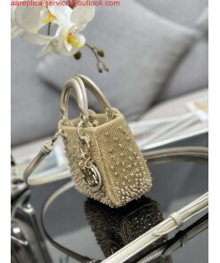 Replica Dior S0856 MICRO LADY DIOR BAG Horizon Metallic Cannage Lambskin embroidery beads 2