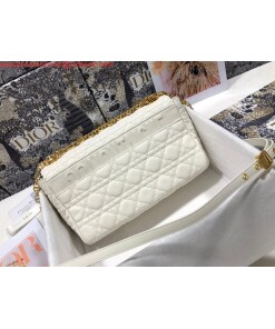 Replica Dior Large Caro Bag M9243 Calfskin white Gold