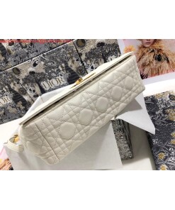 Replica Dior Large Caro Bag M9243 Calfskin white Gold 2