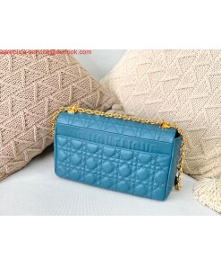 Replica Dior Large Caro Bag M9243 Calfskin Blue Gold