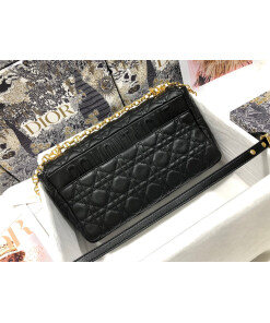 Replica Dio rM9243 Large Caro Bag Calfskin black logo gold