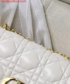 Replica Dior M9243 Large Quilted Macrocannage Calfskin White with Gold Logo 2