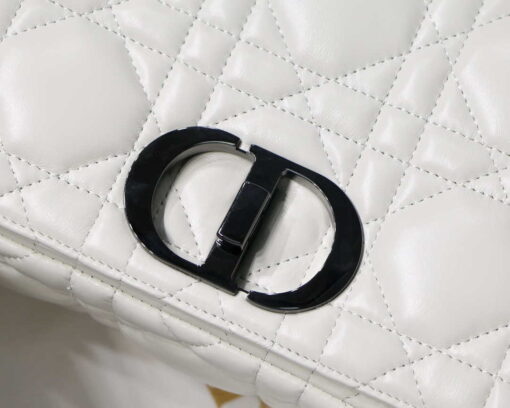 Replica Dior M9243 Large Quilted Macrocannage Calfskin White with Black logo 2