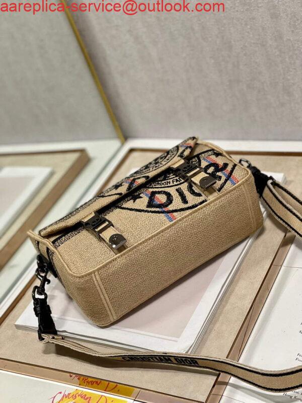 Replica Dior Diorcamp Bag Small Model Beige Union Embroidered Jute Fabric M1241 3