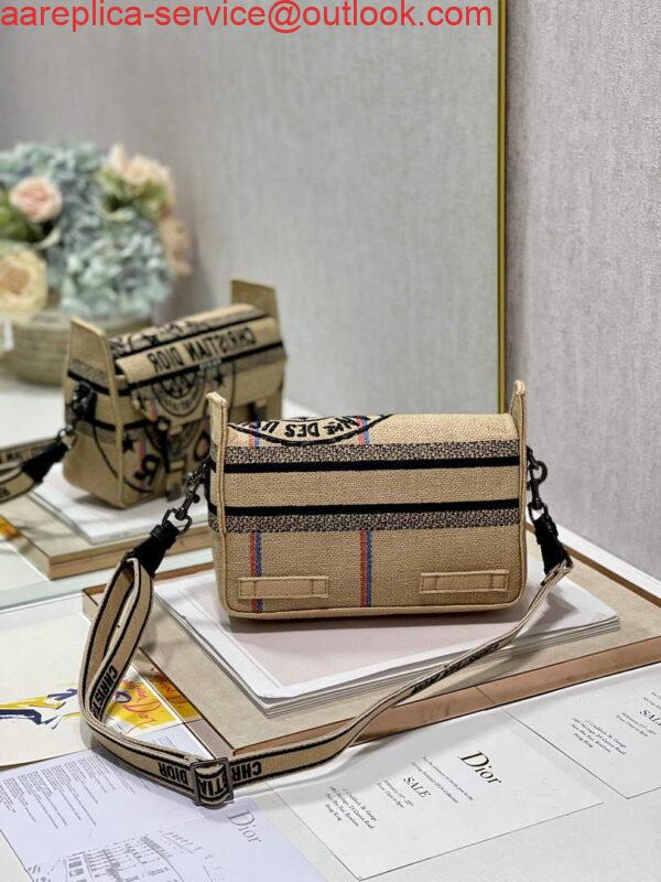 Replica Dior Diorcamp Bag Small Model Beige Union Embroidered Jute Fabric M1241 4