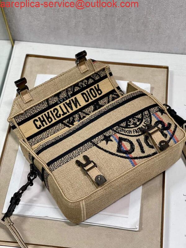 Replica Dior Diorcamp Bag Small Model Beige Union Embroidered Jute Fabric M1241 6