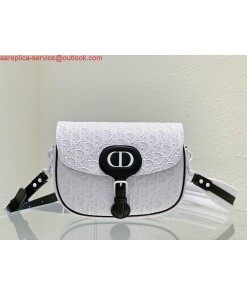 Replica Dior Bobby Bag Medium Perforated M9319 white calfskin with Dior Oblique motif