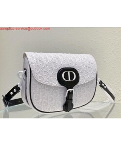 Replica Dior Bobby Bag Medium Perforated M9319 white calfskin with Dior Oblique motif 2