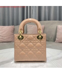 Replica Dior M0505 Mini Lady Dior Bag Nude Patent Cannage Calfskin 2