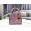 Replica Dior M0505 Mini Lady Dior Bag Pink Patent Cannage Calfskin 10