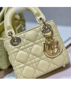 Replica Dior S0856 MICRO LADY Dior Bag Yellow Cannage Lambskin