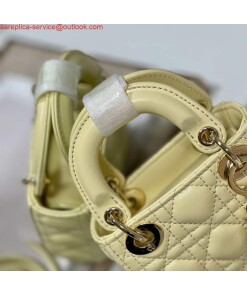 Replica Dior S0856 MICRO LADY Dior Bag Yellow Cannage Lambskin 2