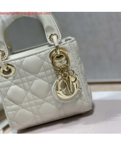 Replica Dior S0856 MICRO LADY Dior Bag White Cannage Lambskin