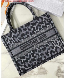 Replica Dior M1265 Small Book Tote Gray Multicolor Mizza Embroidery