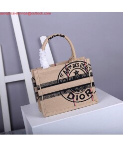 Replica Dior M1265 Small Book Tote Beige jute fabric with Union motif 2