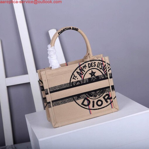 Replica Dior M1265 Small Book Tote Beige jute fabric with Union motif 2