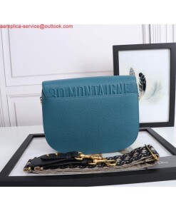 Replica Dior M9320 Large Bobby Bag Blue Grained Calfskin with Blue Dior Oblique Strap 2