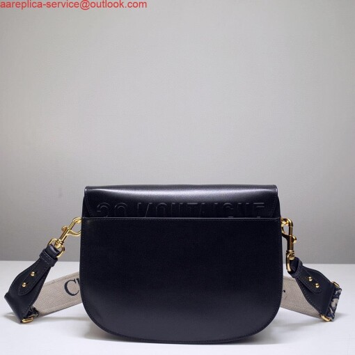 Replica Dior M9320 Large Bobby Bag Black Box Calfskin with Blue Oblique Strap 2