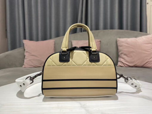 Replica Dior M6202 Medium Vibe Zip Bowling Bag Apricot