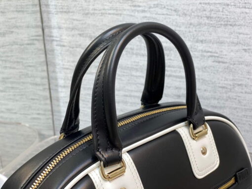 Replica Dior M6209 Small Vibe Zip Bowling Bag Black and White Smooth Calfskin 5