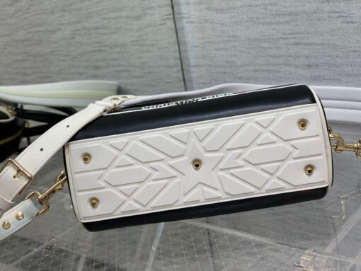 Replica Dior M6209 Small Vibe Zip Bowling Bag Black and White Smooth Calfskin 6