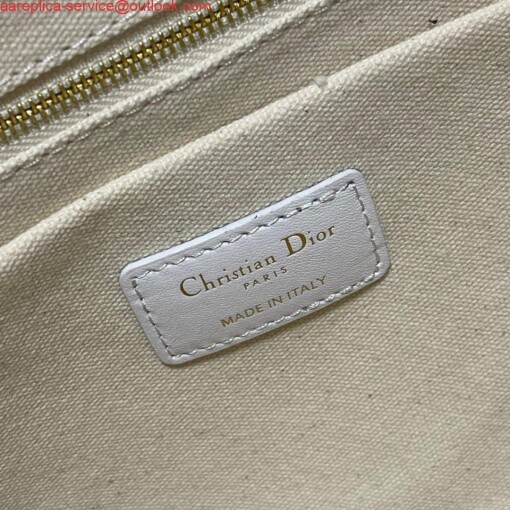 Replica Dior M1296 Medium Book Tote White Perforated and Embossed Oblique Calfskin 8