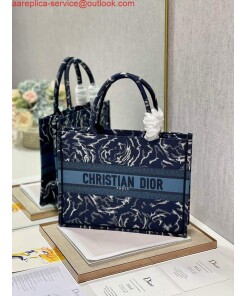 Replica Dior M1296 Medium Book Tote Blue Roses embroidery 2