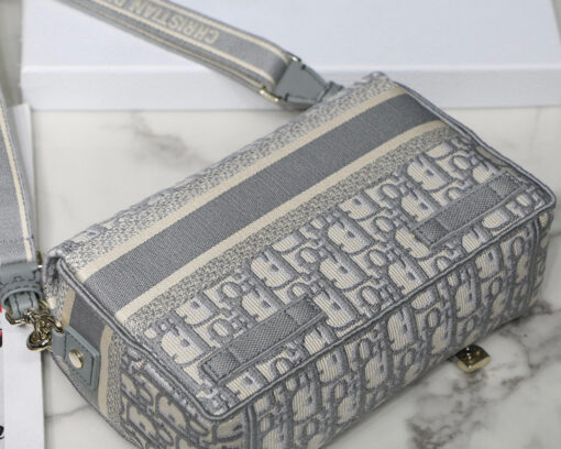 Replica Dior M1241 Small Diorcamp Bag Gray Dior Oblique Embroidery 3