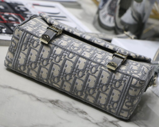 Replica Dior M1241 Small Diorcamp Bag Gray Dior Oblique Embroidery 5