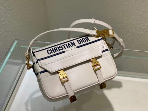 Replica Dior M1243 Small Diorcamp Bag White and Blue Smooth Calfskin 3