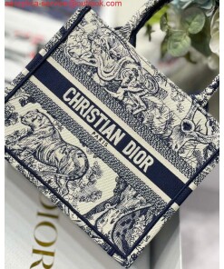 Replica Dior Book Tote M1265 Small Dior Toile De Jouy Reverse Embroidery Blue