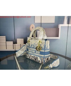 Replica Dior M0565 Medium Lady D-Life Bag Blue Toile de Jouy Embroidery