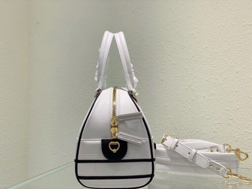 Replica Dior M6202 Medium Dior Vibe Zip Bowling Bag White Smooth Calfskin 3