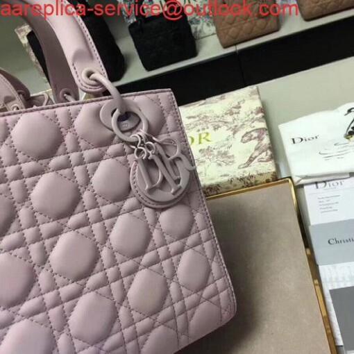 Replica Dior M0565 Medium Lady Dior Cannage Calfskin Bag Pink 2