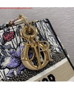 Replica Dior M0565 Medium Lady D-lite Embroidery Bag Black red 2