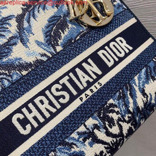 Replica Dior M0565 Medium Lady D-lite Embroidery Bag Blue 2